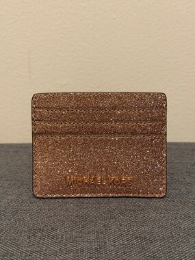 Michael Kors Rose Gold Glitter Card Holder Wallet ID HolderMichael Kors Rose Gol